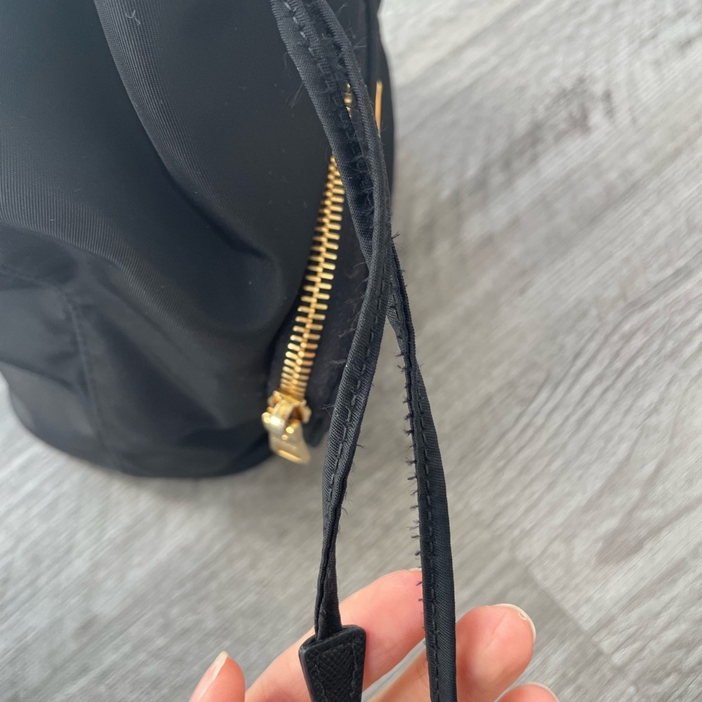 Prada Black Nylon Drawstring Mini Backpack with G… - image 13